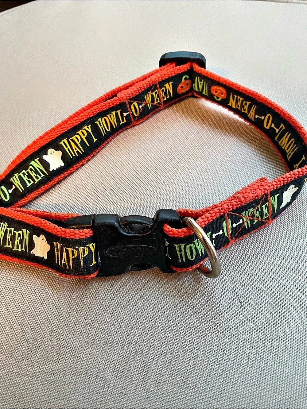 Happy Howl-O-Ween Dog Collar Black & Orange